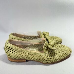 Charles David Finite Green Flat Raffia Woven Loafers